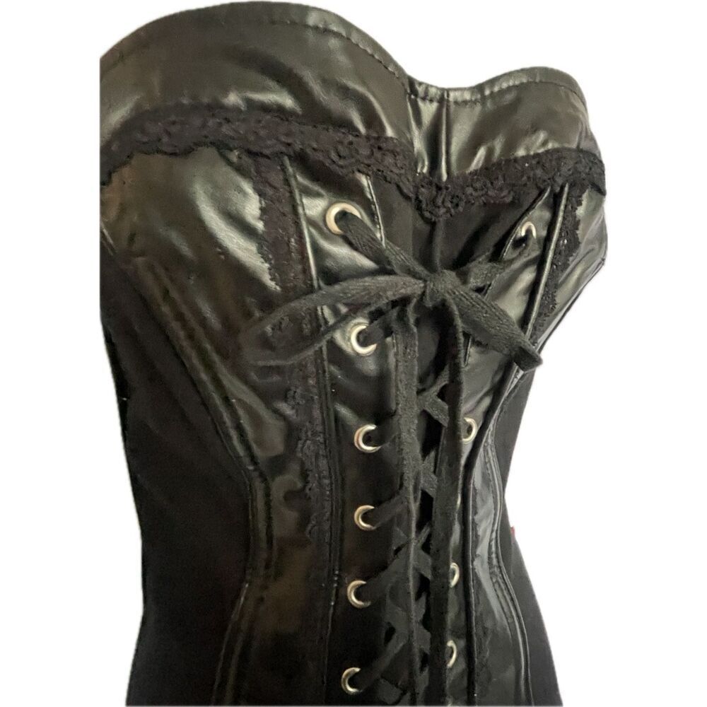 Tripp NYC Faux Leather and Lace Corset Bustier Goth Women’s size L